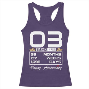 Vintage 3rd Wedding Anniversary Racerback Tank Top Three Years Married Gift