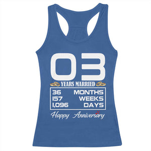 Vintage 3rd Wedding Anniversary Racerback Tank Top Three Years Married Gift