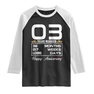 Vintage 3rd Wedding Anniversary Raglan Shirt Three Years Married Gift