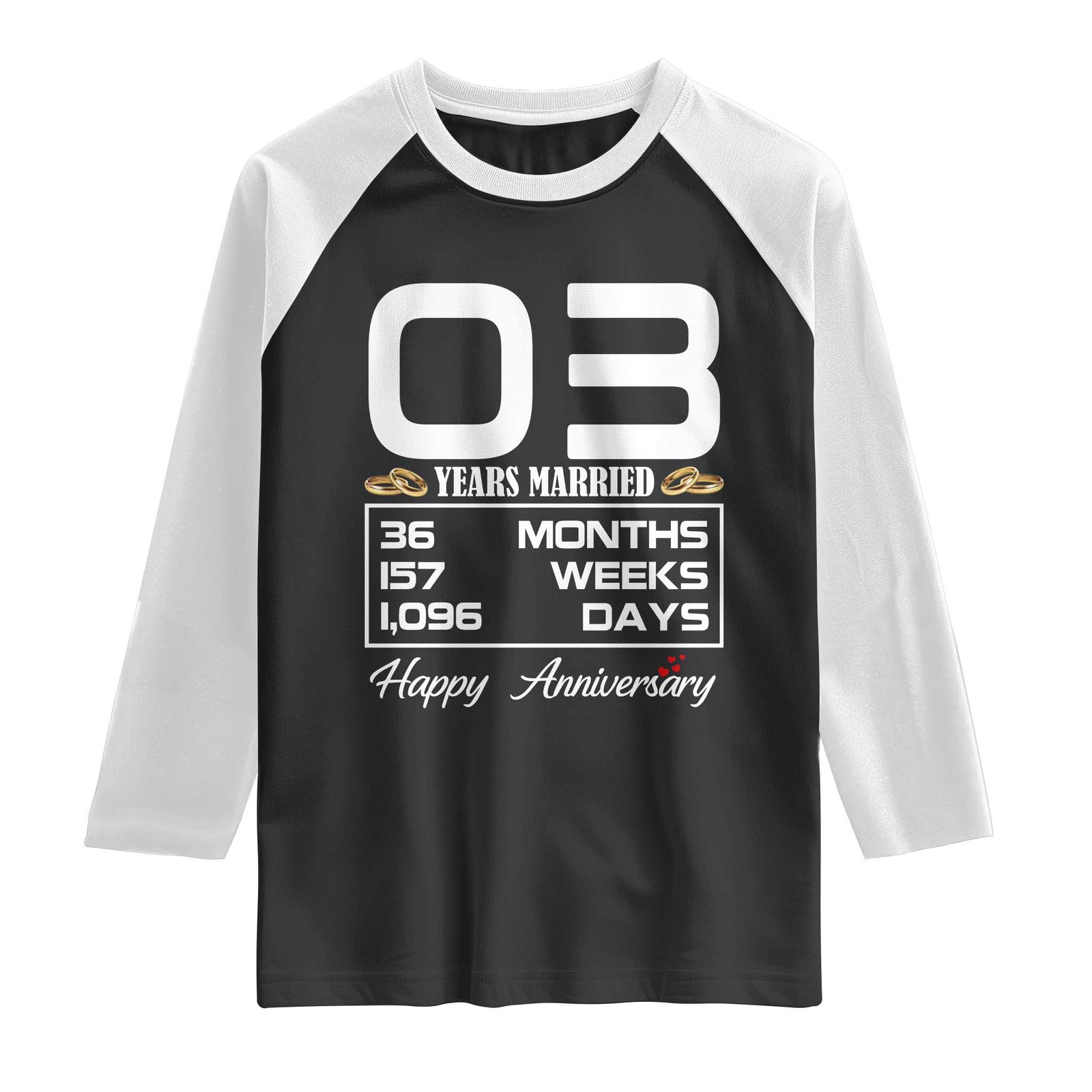 Vintage 3rd Wedding Anniversary Raglan Shirt Three Years Married Gift
