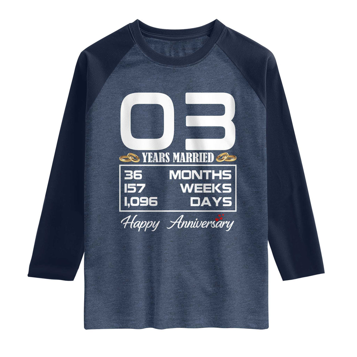 Vintage 3rd Wedding Anniversary Raglan Shirt Three Years Married Gift