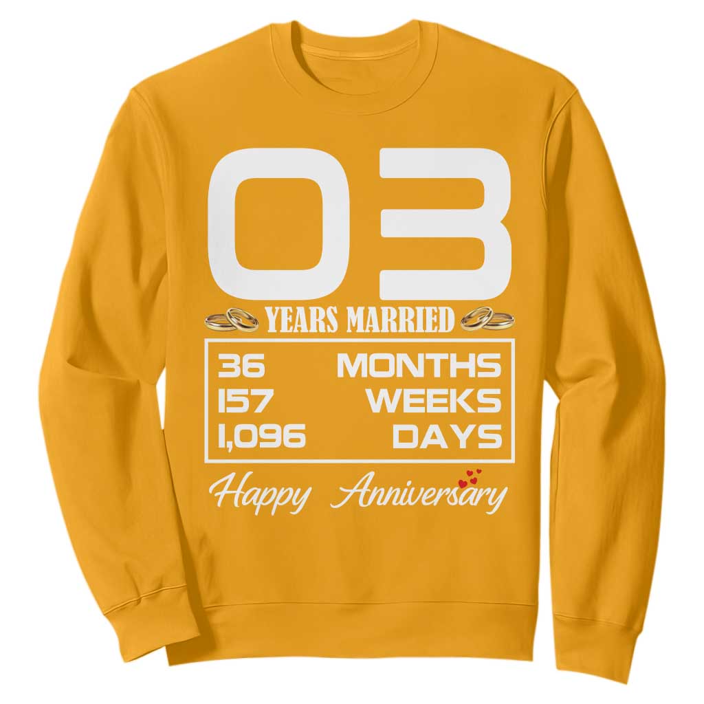 Vintage 3rd Wedding Anniversary Sweatshirt Three Years Married Gift
