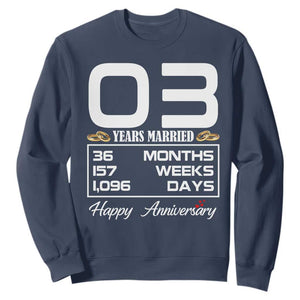 Vintage 3rd Wedding Anniversary Sweatshirt Three Years Married Gift