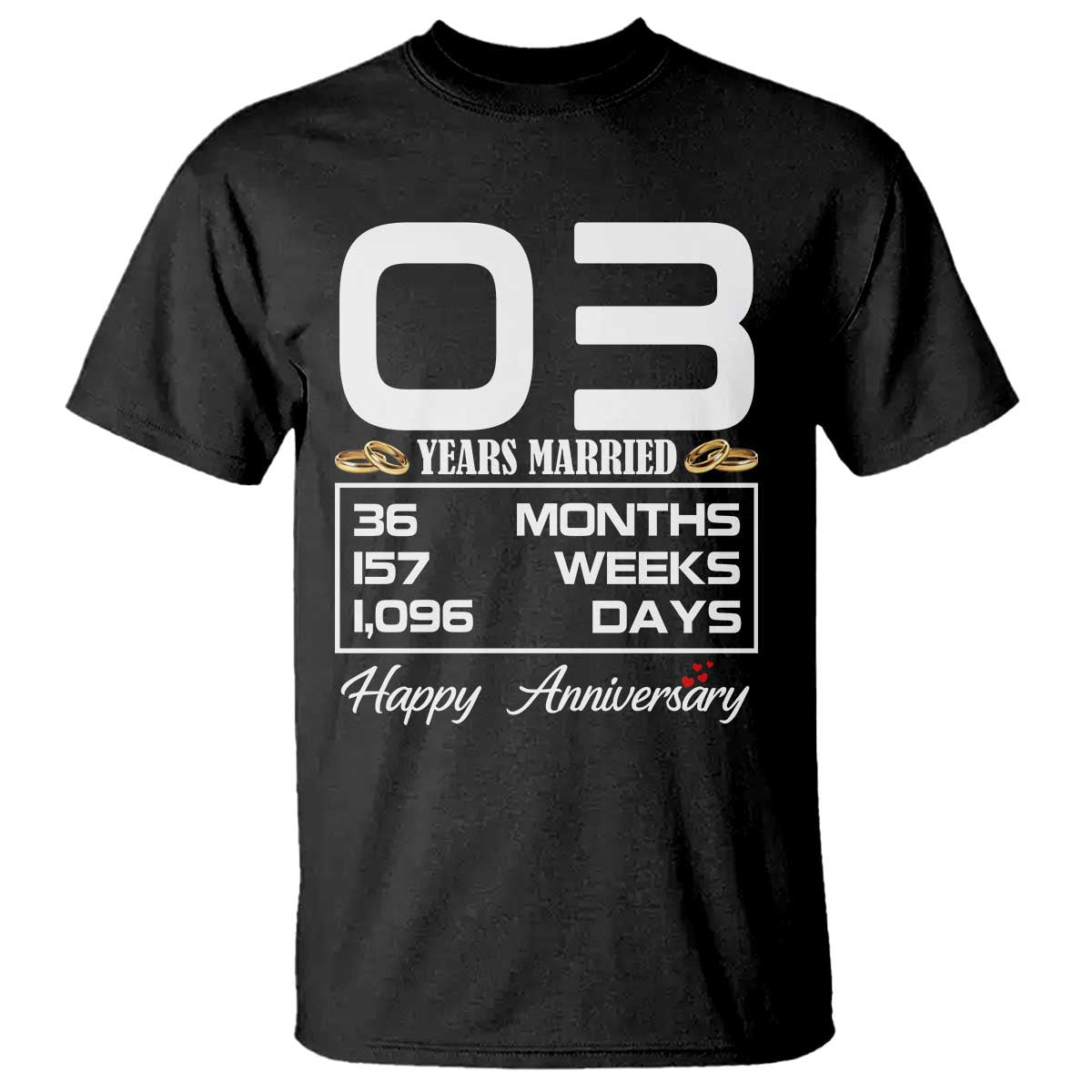 Vintage 3rd Wedding Anniversary T Shirt Three Years Married Gift