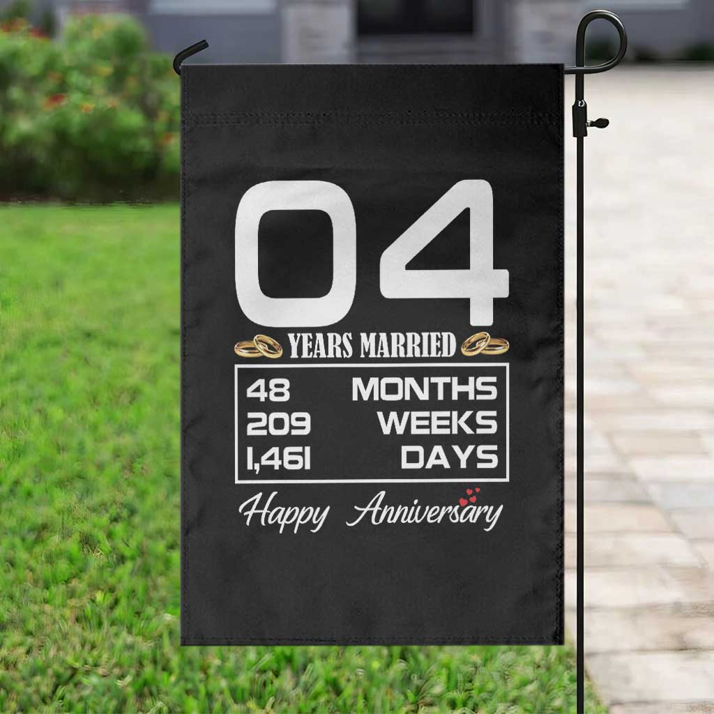Vintage 4th Wedding Anniversary Garden Flag Four Years Married Gift
