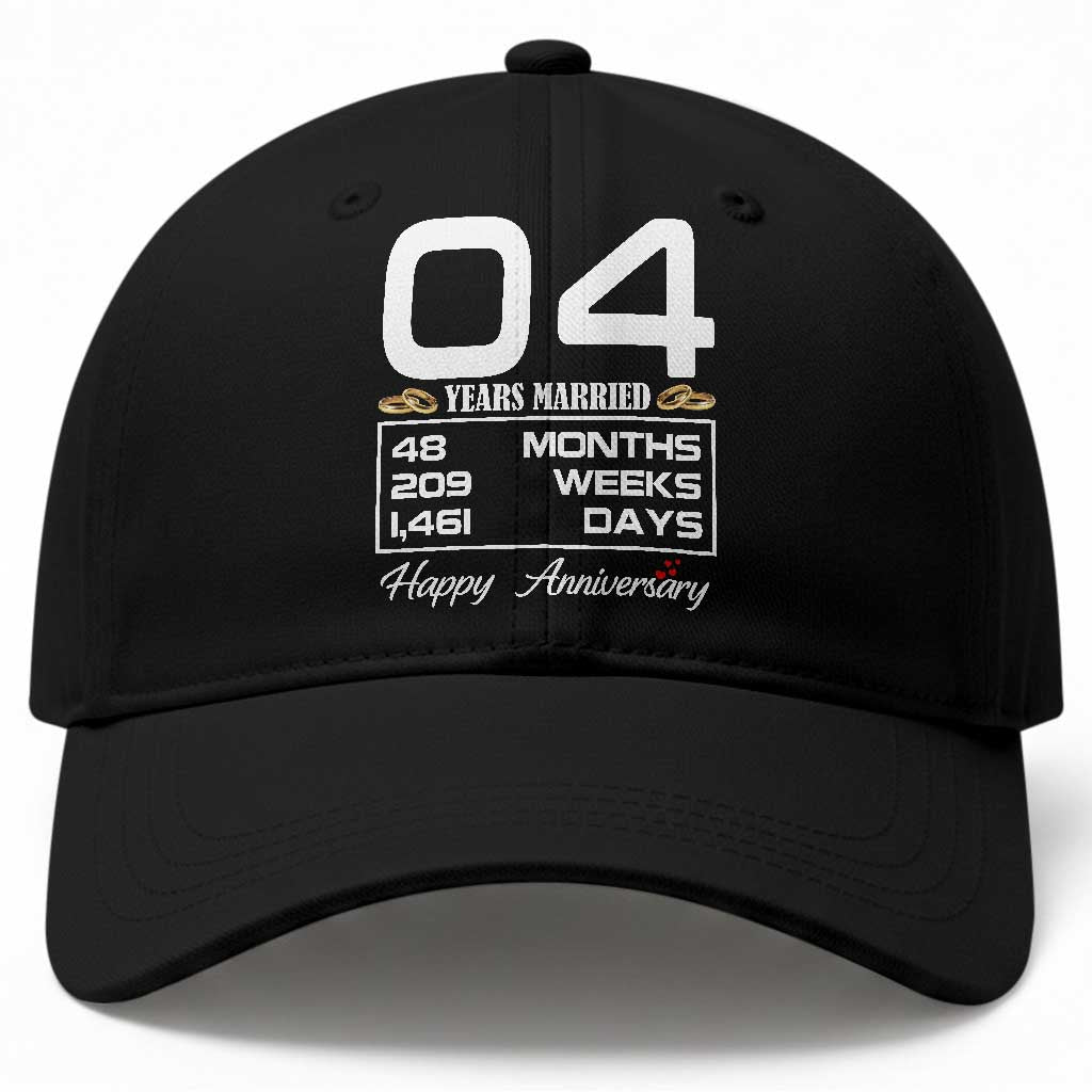 Vintage 4th Wedding Anniversary Baseball Cap Four Years Married Gift