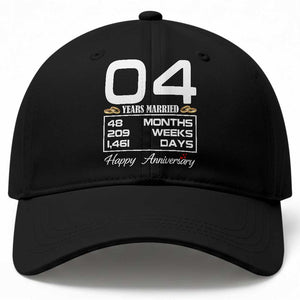 Vintage 4th Wedding Anniversary Baseball Cap Four Years Married Gift