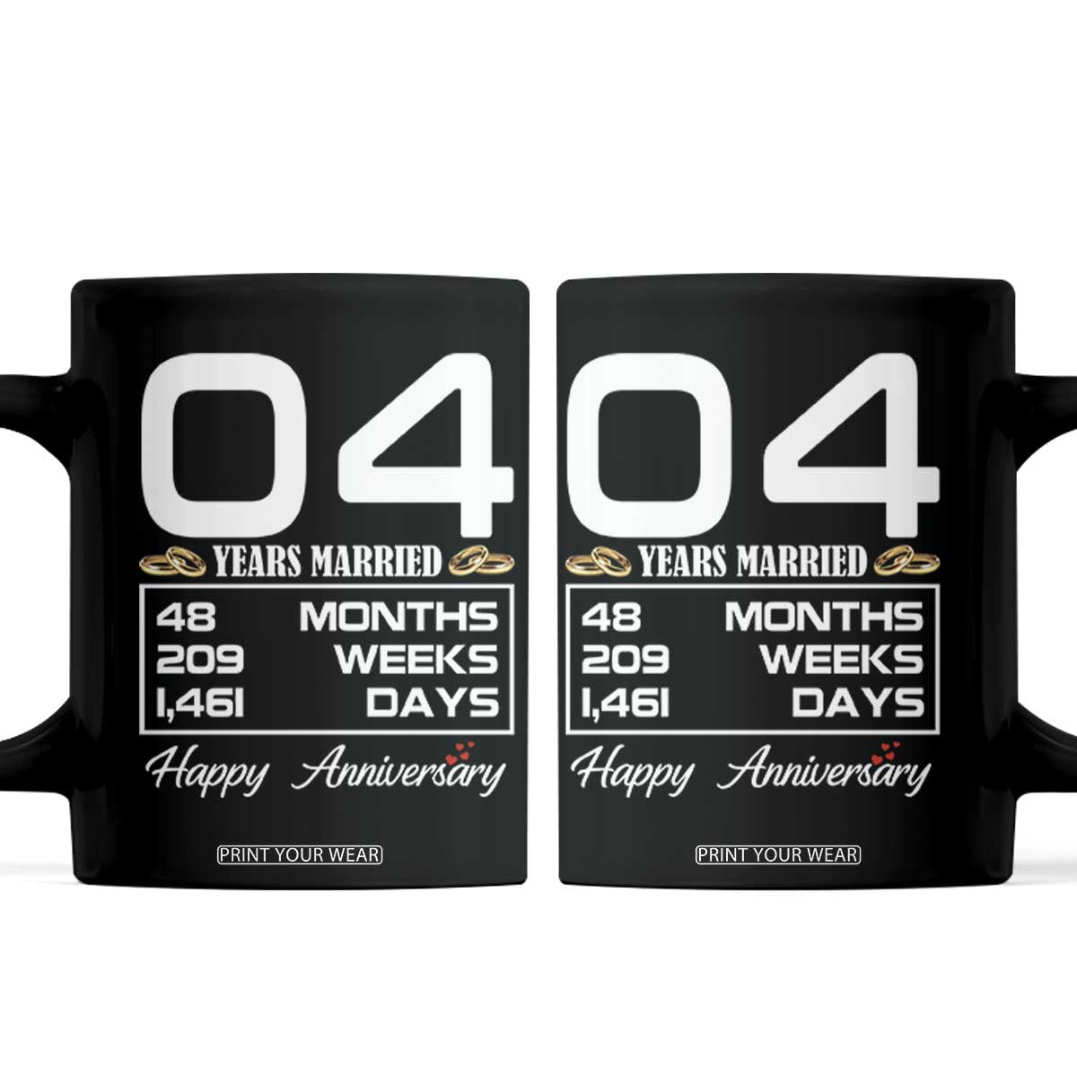 Vintage 4th Wedding Anniversary Coffee Mug Four Years Married Gift