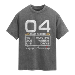 Vintage 4th Wedding Anniversary Washed Cotton T-Shirt Four Years Married Gift