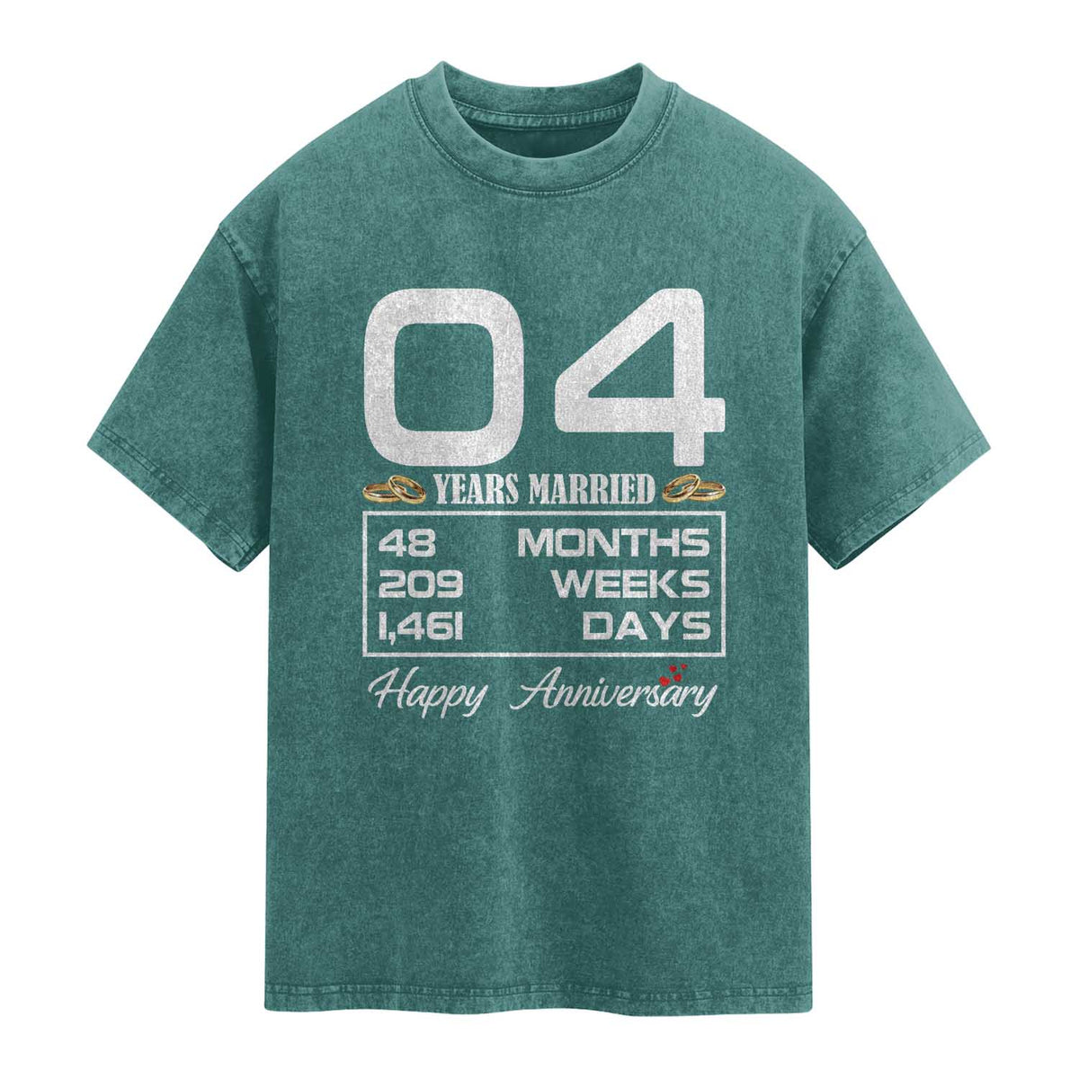 Vintage 4th Wedding Anniversary Washed Cotton T-Shirt Four Years Married Gift