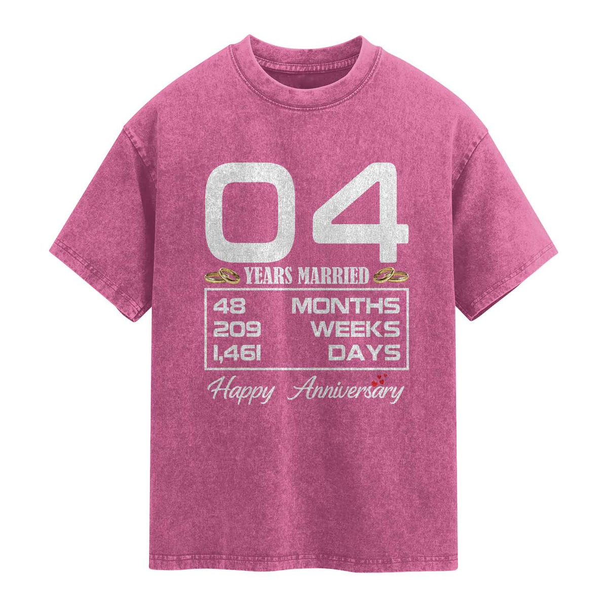 Vintage 4th Wedding Anniversary Washed Cotton T-Shirt Four Years Married Gift