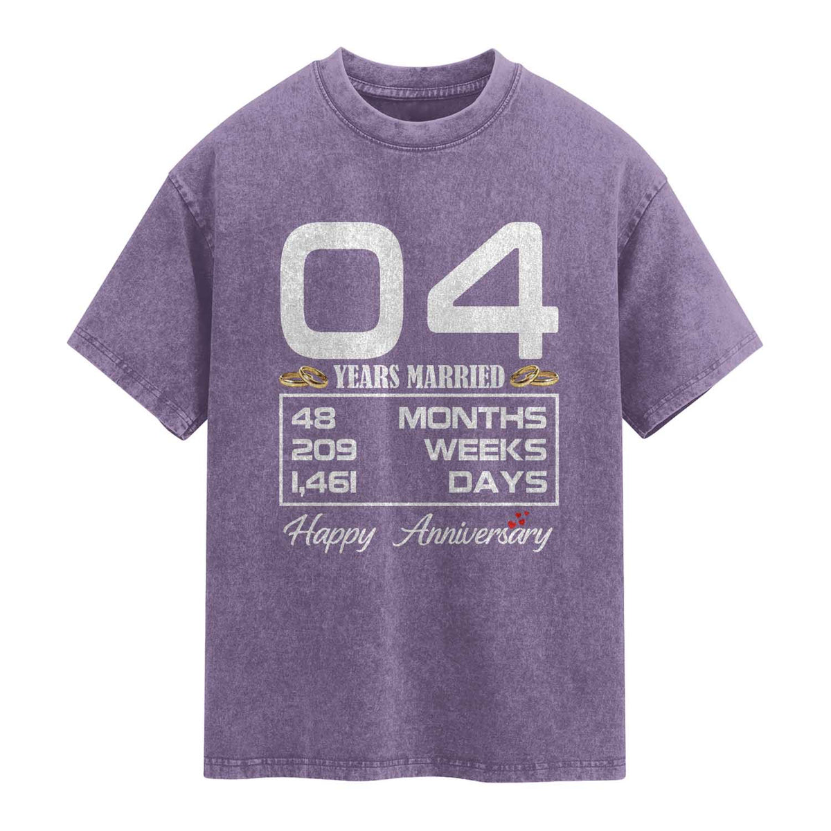 Vintage 4th Wedding Anniversary Washed Cotton T-Shirt Four Years Married Gift