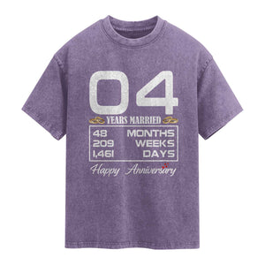 Vintage 4th Wedding Anniversary Washed Cotton T-Shirt Four Years Married Gift
