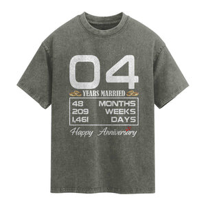 Vintage 4th Wedding Anniversary Washed Cotton T-Shirt Four Years Married Gift