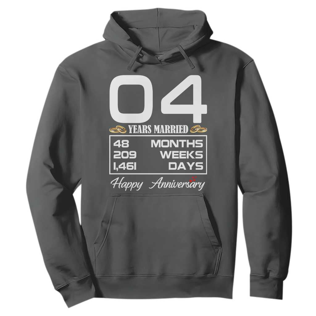 Vintage 4th Wedding Anniversary Hoodie Four Years Married Gift