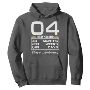 Vintage 4th Wedding Anniversary Hoodie Four Years Married Gift