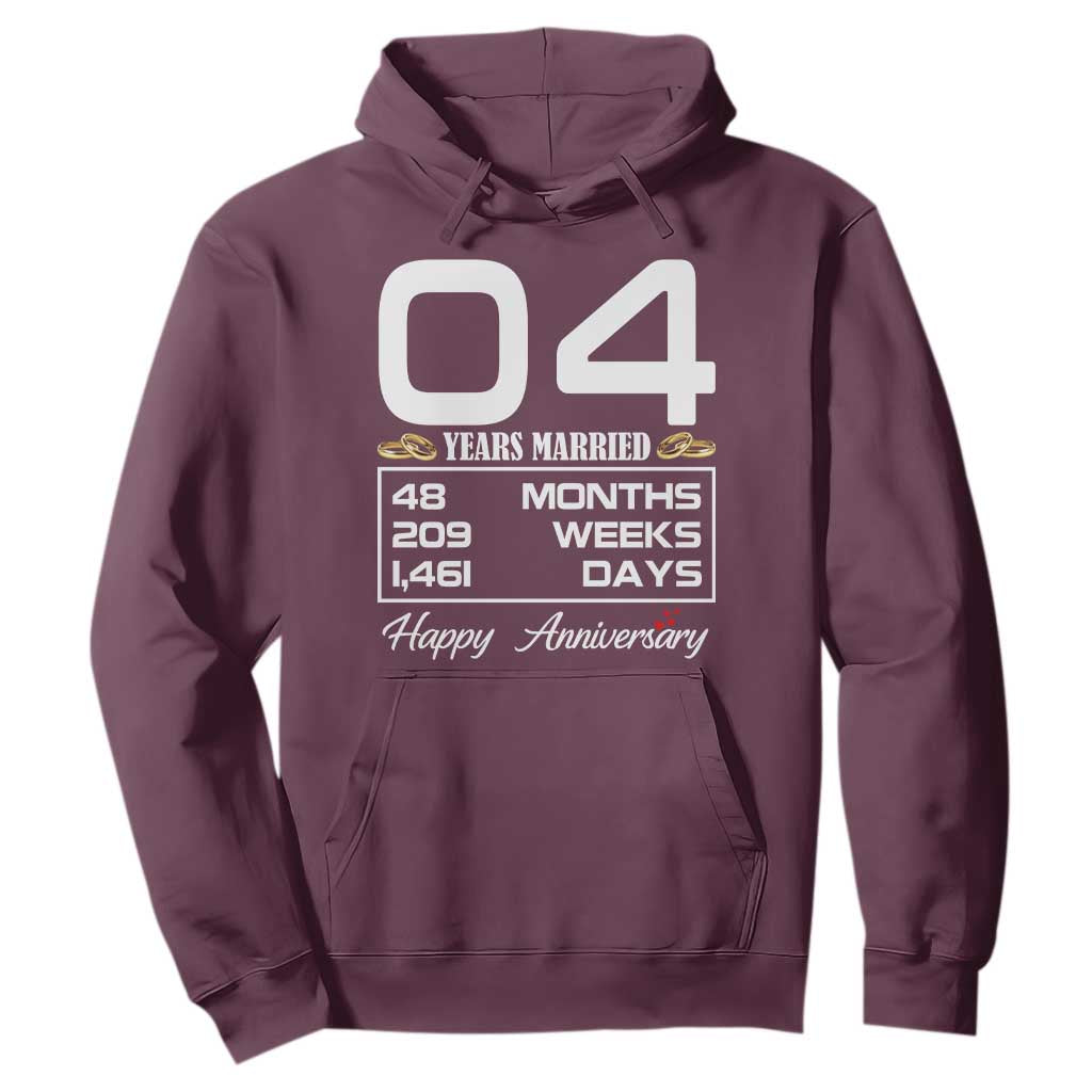 Vintage 4th Wedding Anniversary Hoodie Four Years Married Gift