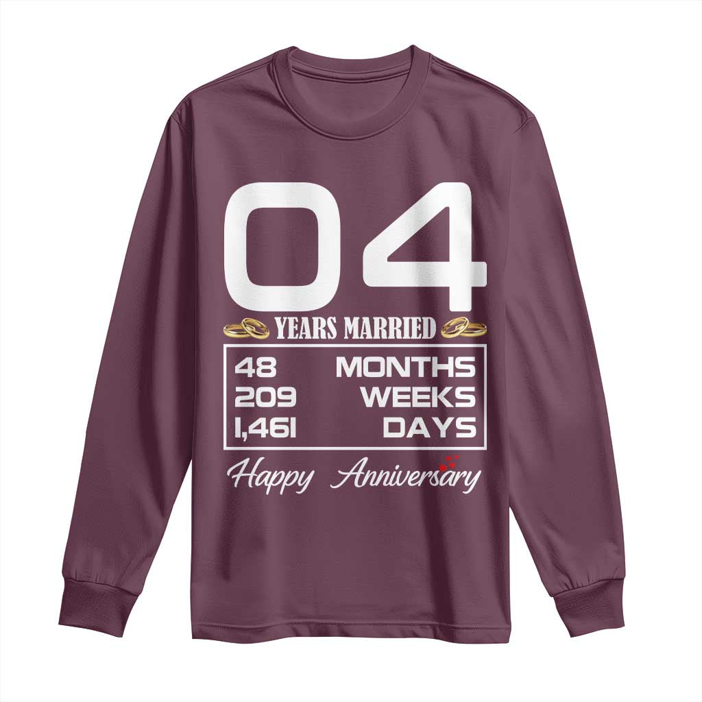 Vintage 4th Wedding Anniversary Long Sleeve Shirt Four Years Married Gift
