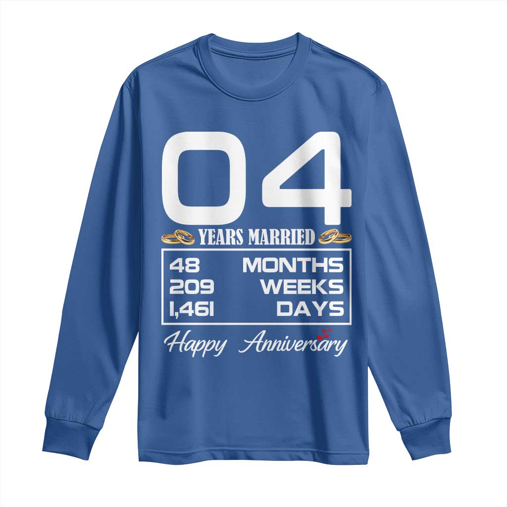 Vintage 4th Wedding Anniversary Long Sleeve Shirt Four Years Married Gift