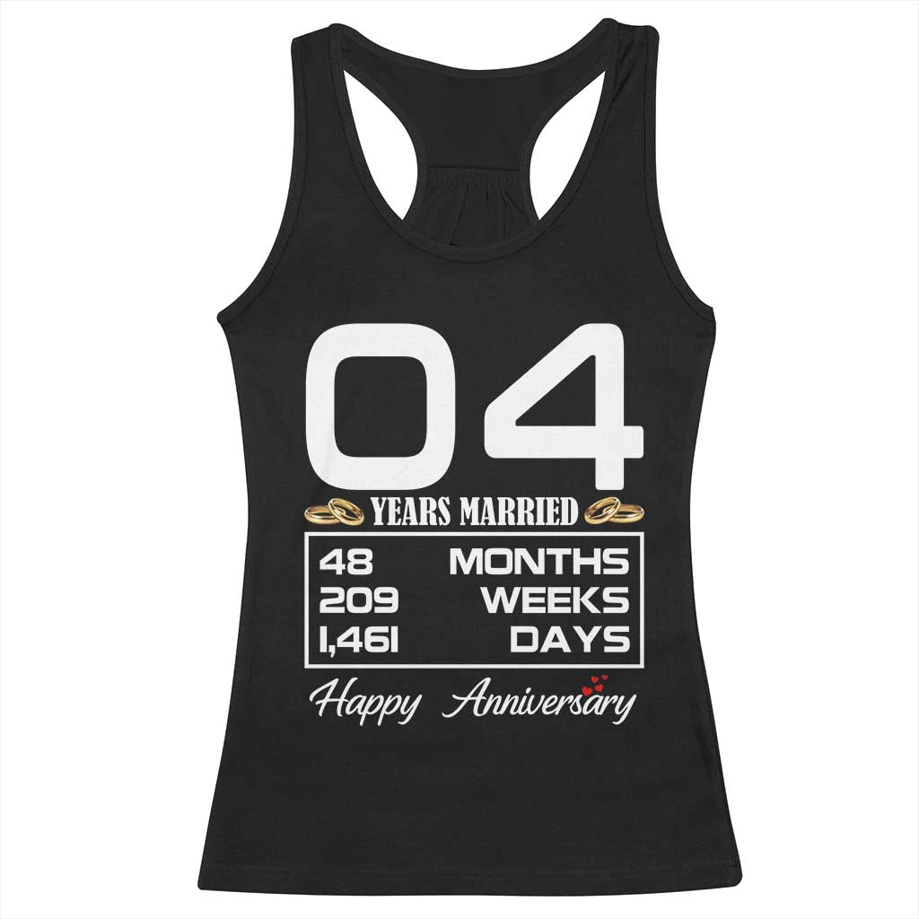 Vintage 4th Wedding Anniversary Racerback Tank Top Four Years Married Gift