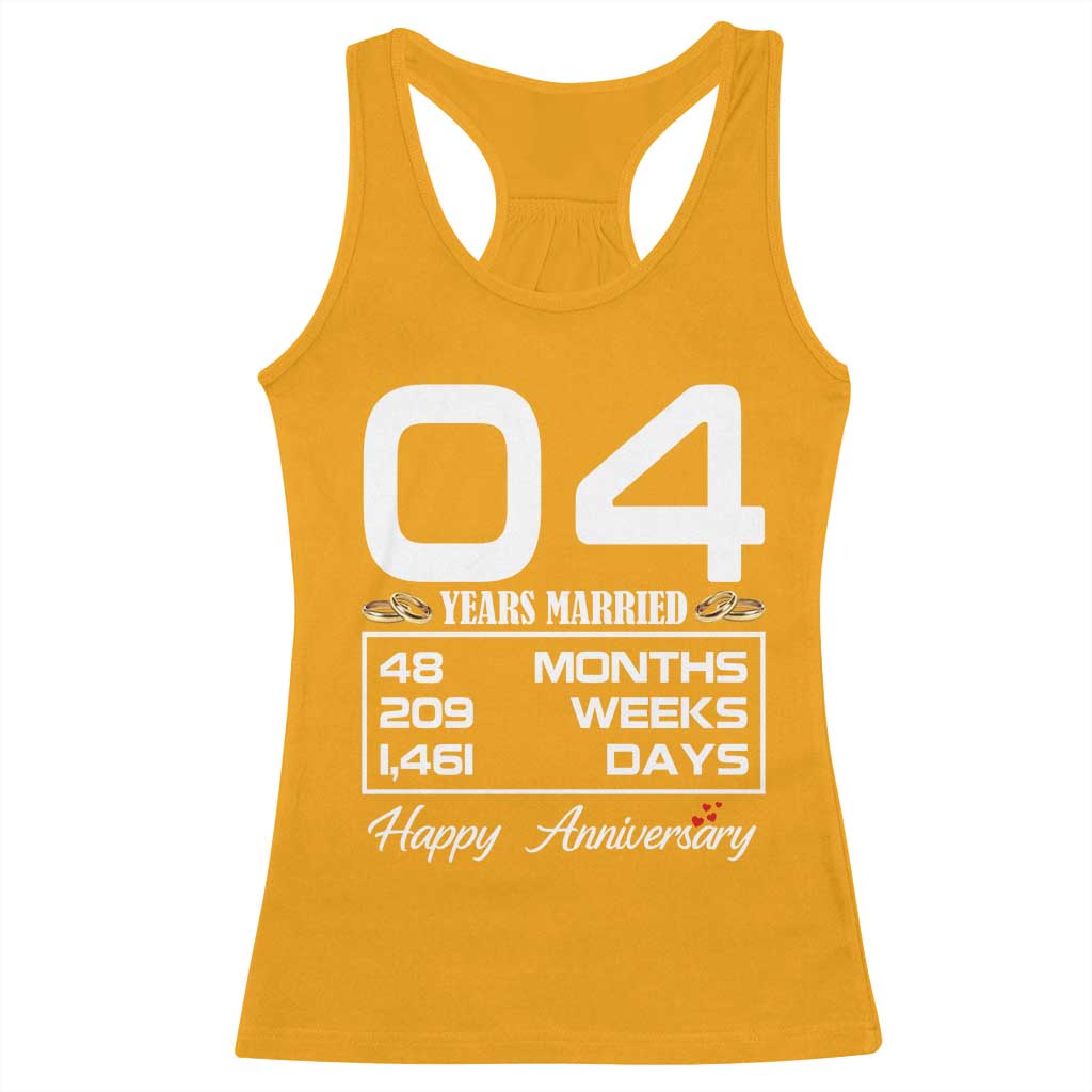 Vintage 4th Wedding Anniversary Racerback Tank Top Four Years Married Gift