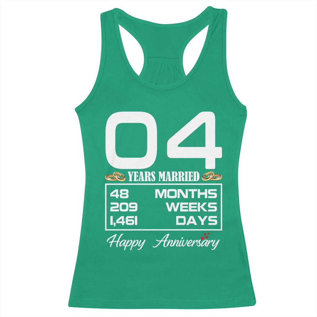 Vintage 4th Wedding Anniversary Racerback Tank Top Four Years Married Gift