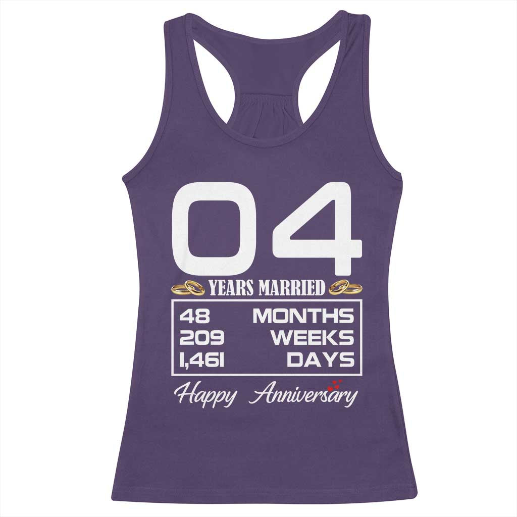 Vintage 4th Wedding Anniversary Racerback Tank Top Four Years Married Gift