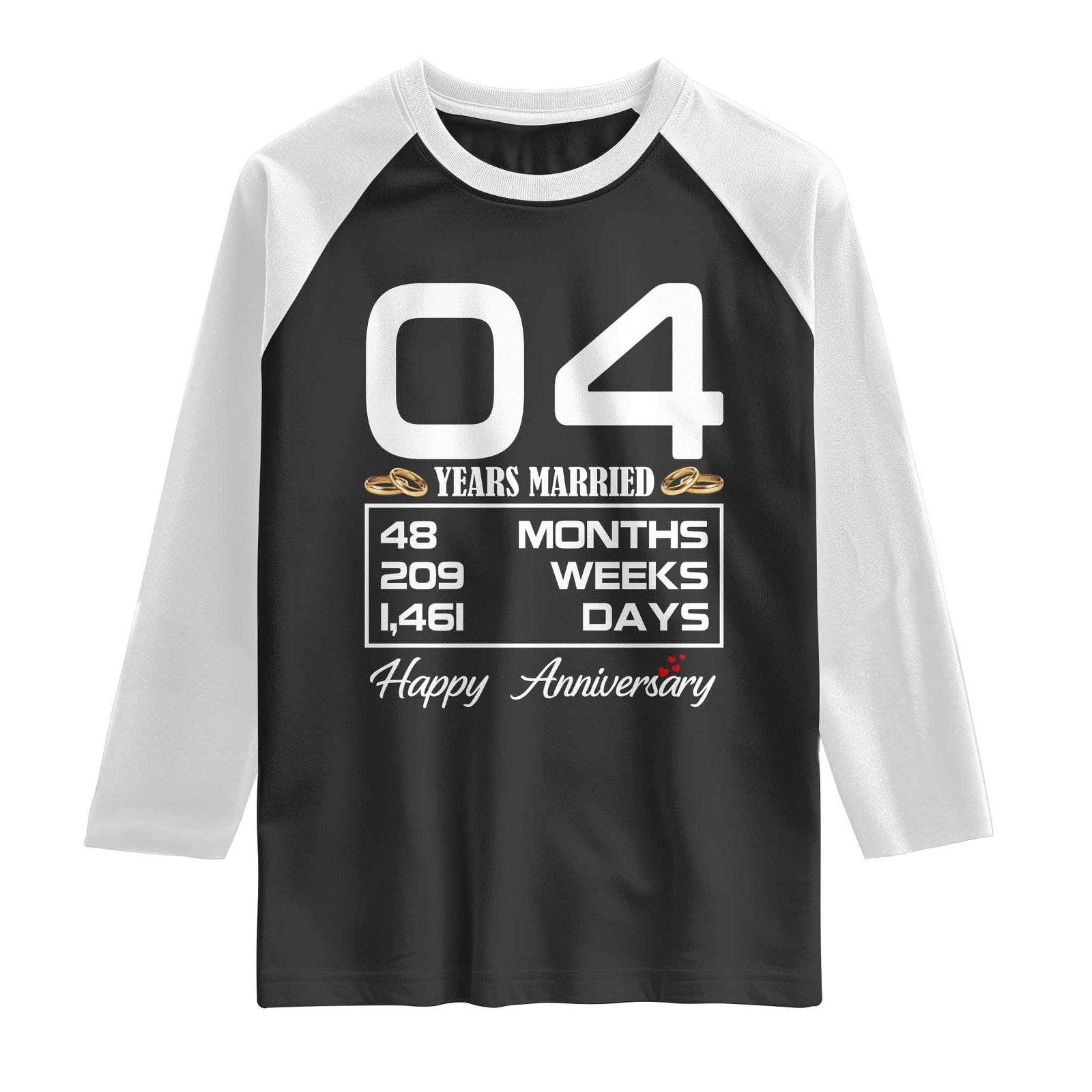 Vintage 4th Wedding Anniversary Raglan Shirt Four Years Married Gift