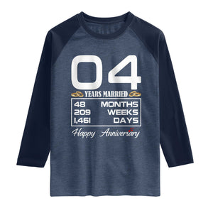 Vintage 4th Wedding Anniversary Raglan Shirt Four Years Married Gift