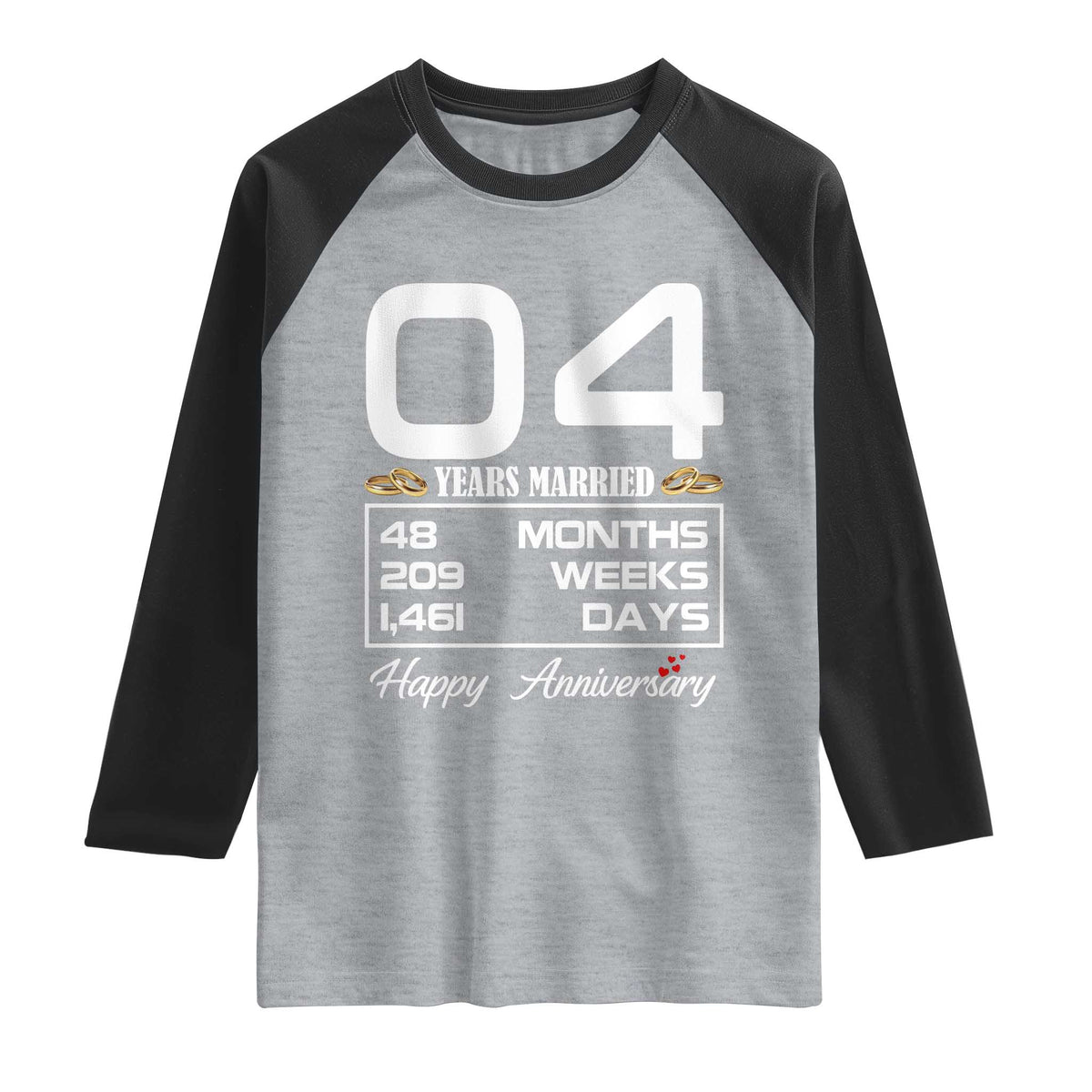 Vintage 4th Wedding Anniversary Raglan Shirt Four Years Married Gift