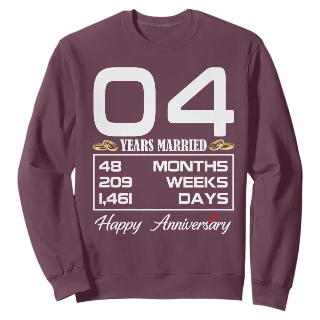 Vintage 4th Wedding Anniversary Sweatshirt Four Years Married Gift
