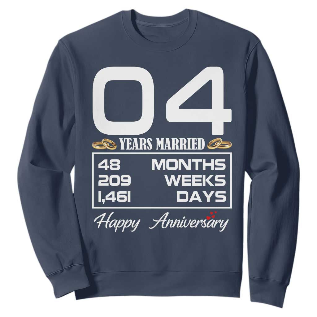 Vintage 4th Wedding Anniversary Sweatshirt Four Years Married Gift