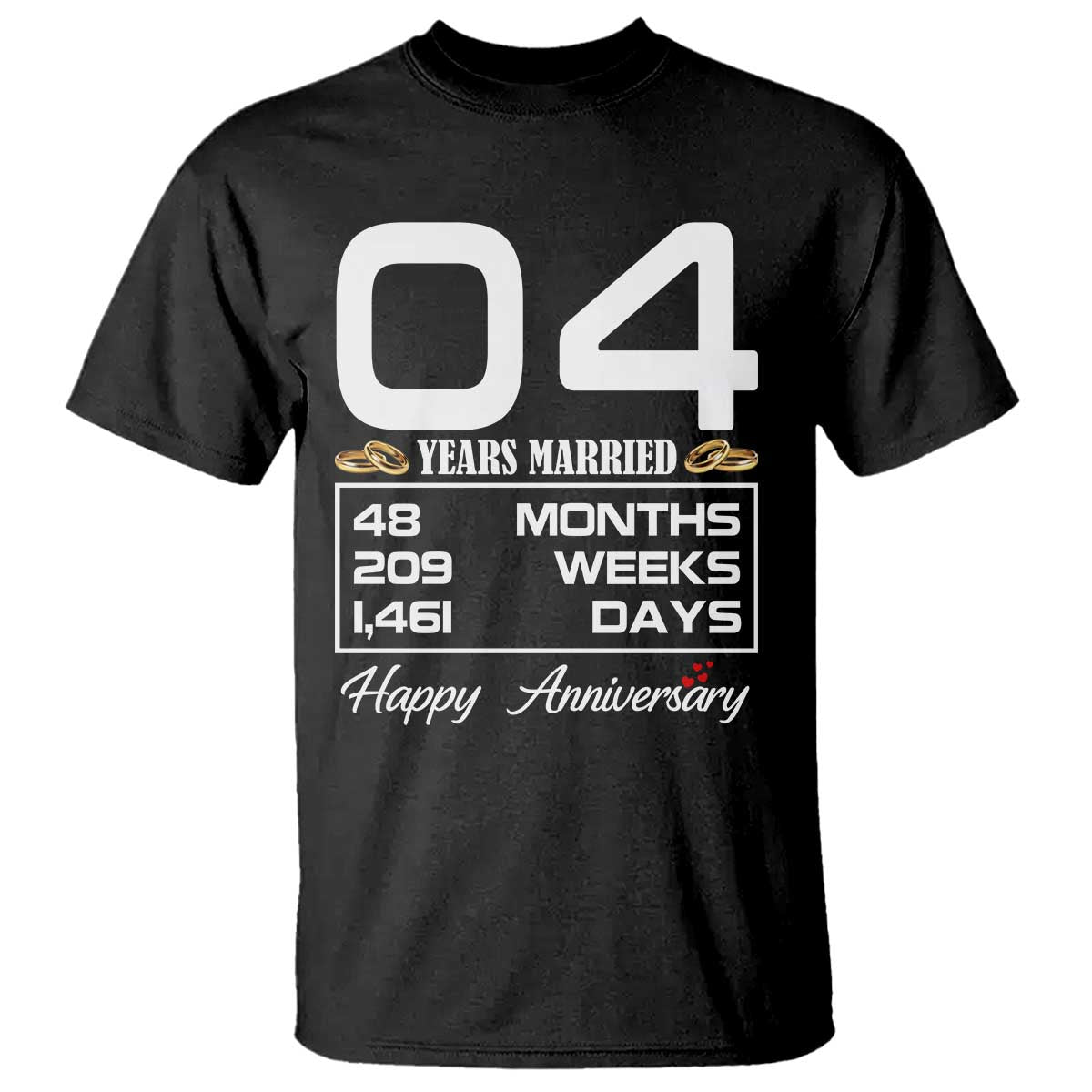 Vintage 4th Wedding Anniversary T Shirt Four Years Married Gift