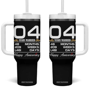 Vintage 4th Wedding Anniversary Tumbler With Handle Four Years Married Gift
