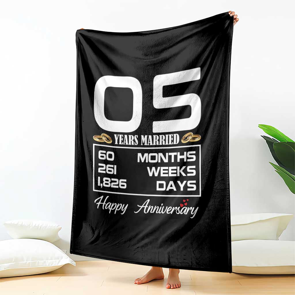 Vintage 5th Wedding Anniversary Throw Blanket Five Years Married Gift
