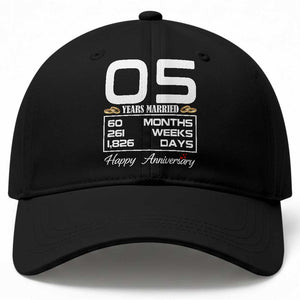 Vintage 5th Wedding Anniversary Baseball Cap Five Years Married Gift