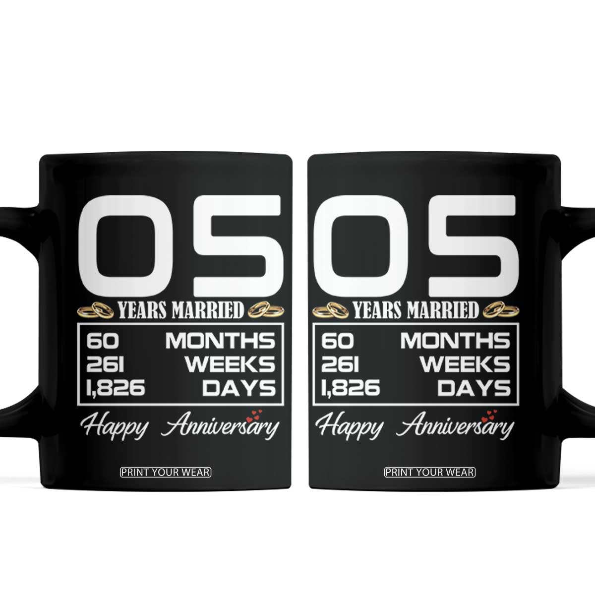 Vintage 5th Wedding Anniversary Coffee Mug Five Years Married Gift