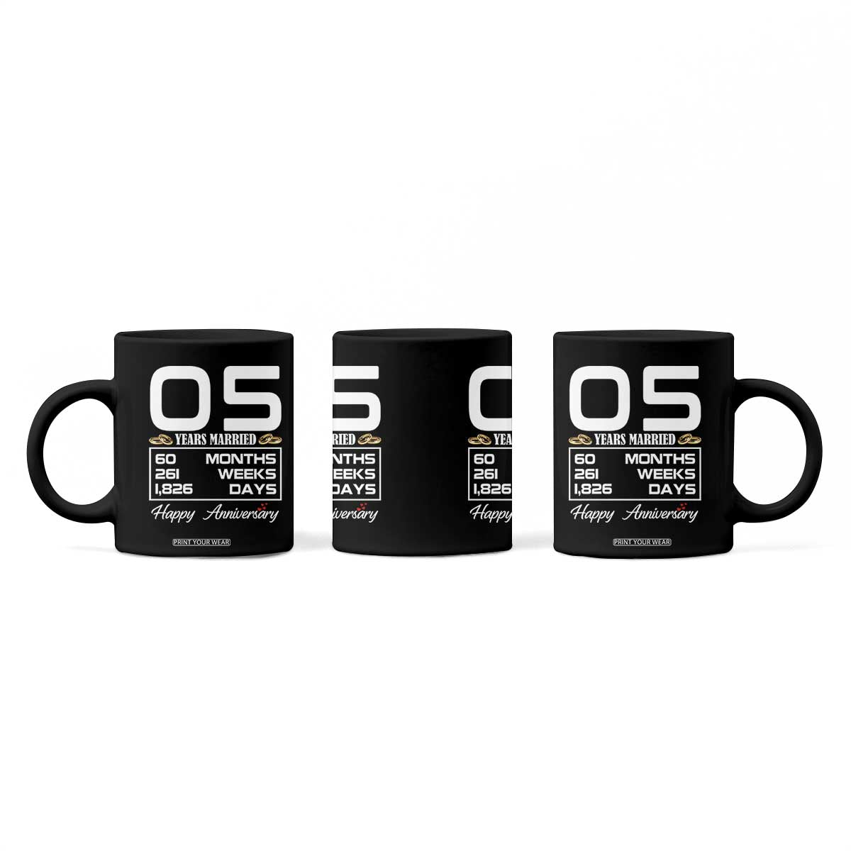 Vintage 5th Wedding Anniversary Coffee Mug Five Years Married Gift
