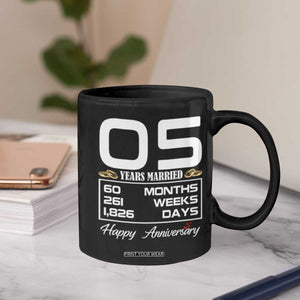 Vintage 5th Wedding Anniversary Coffee Mug Five Years Married Gift