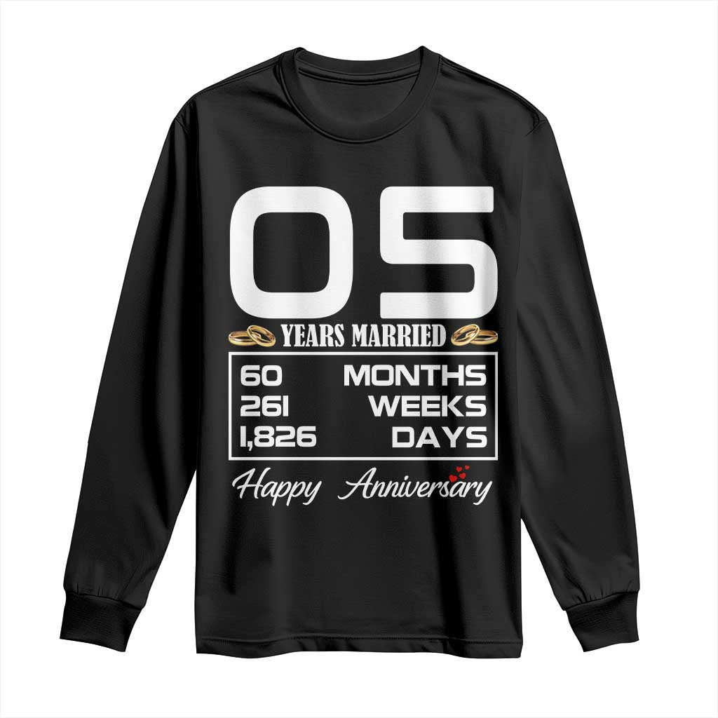 Vintage 5th Wedding Anniversary Long Sleeve Shirt Five Years Married Gift