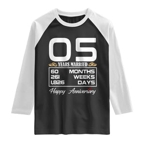 Vintage 5th Wedding Anniversary Raglan Shirt Five Years Married Gift