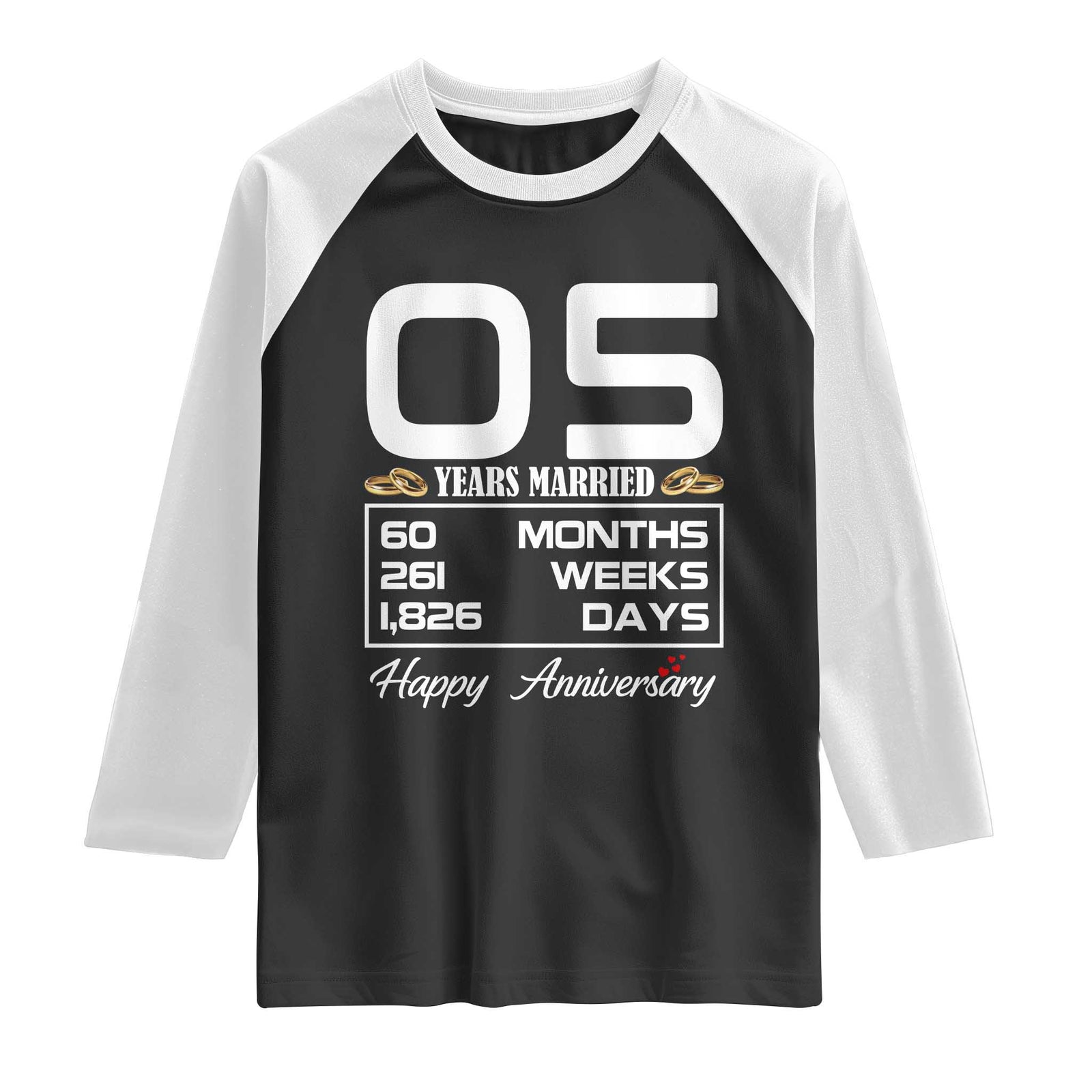 Vintage 5th Wedding Anniversary Raglan Shirt Five Years Married Gift