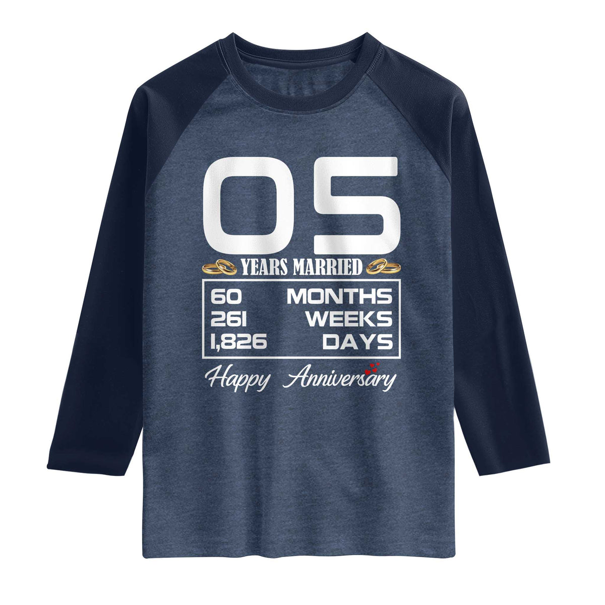 Vintage 5th Wedding Anniversary Raglan Shirt Five Years Married Gift