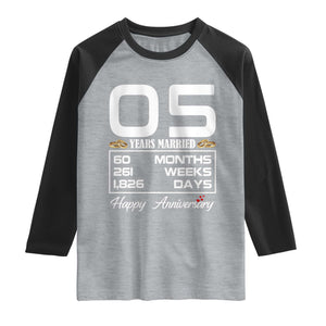 Vintage 5th Wedding Anniversary Raglan Shirt Five Years Married Gift