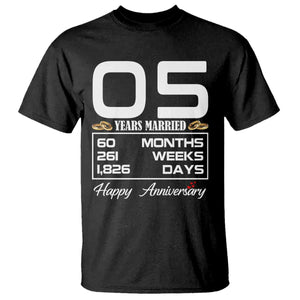 Vintage 5th Wedding Anniversary T Shirt Five Years Married Gift