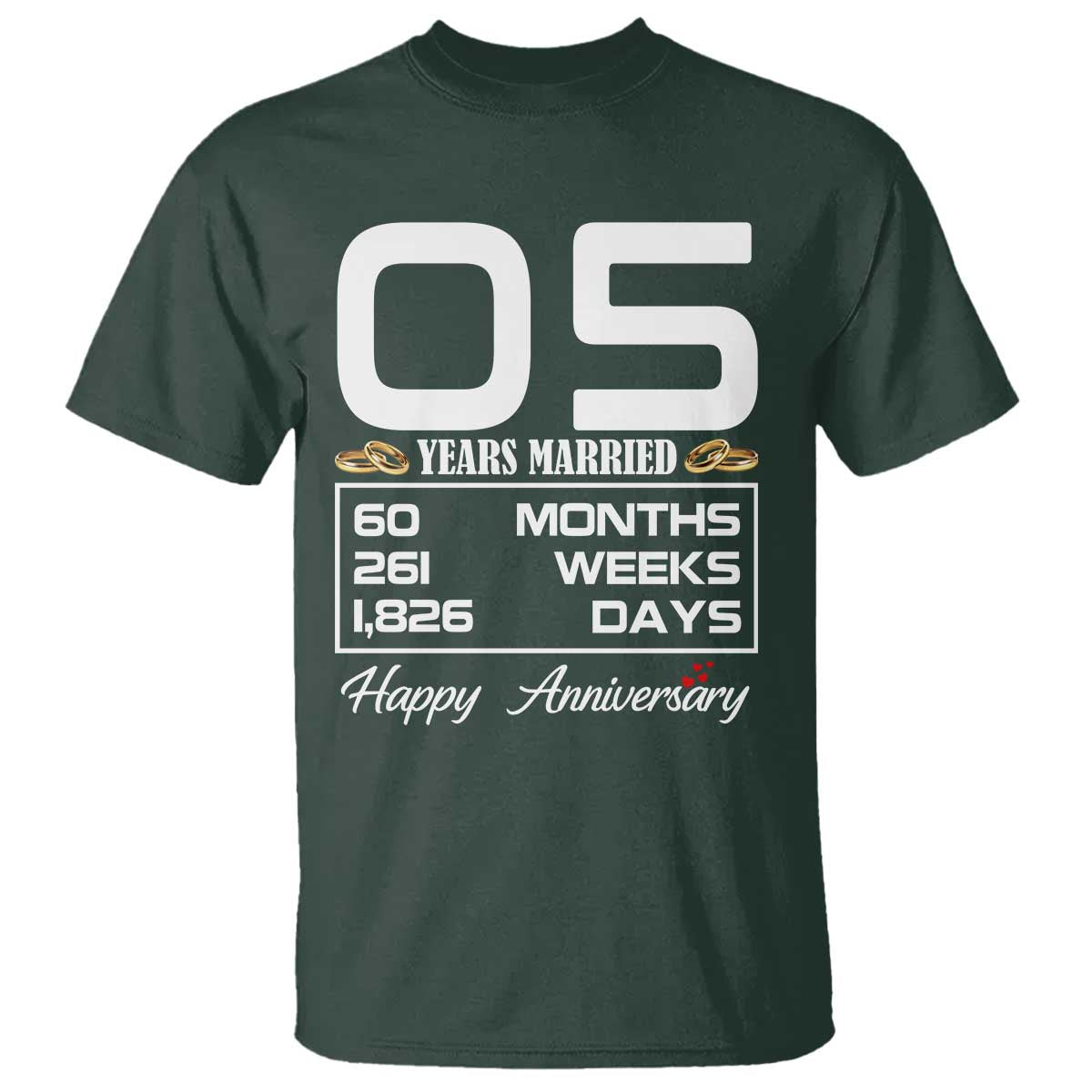 Vintage 5th Wedding Anniversary T Shirt Five Years Married Gift