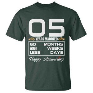 Vintage 5th Wedding Anniversary T Shirt Five Years Married Gift