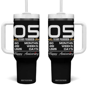 Vintage 5th Wedding Anniversary Tumbler With Handle Five Years Married Gift