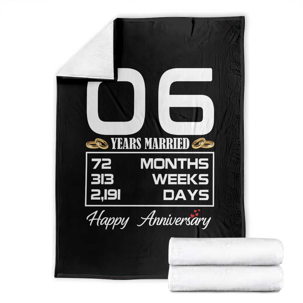 Vintage 6th Wedding Anniversary Throw Blanket Six Years Married Gift