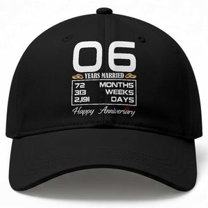 Vintage 6th Wedding Anniversary Baseball Cap Six Years Married Gift